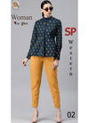Navy Blue And Beige Arya SP Women Rayon Printed Casual Wear Top And Pent 02